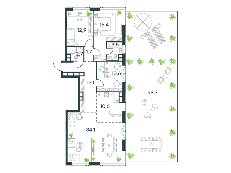 4х-комнатная квартира в ЖК Level Причальный (Левел Причальный)